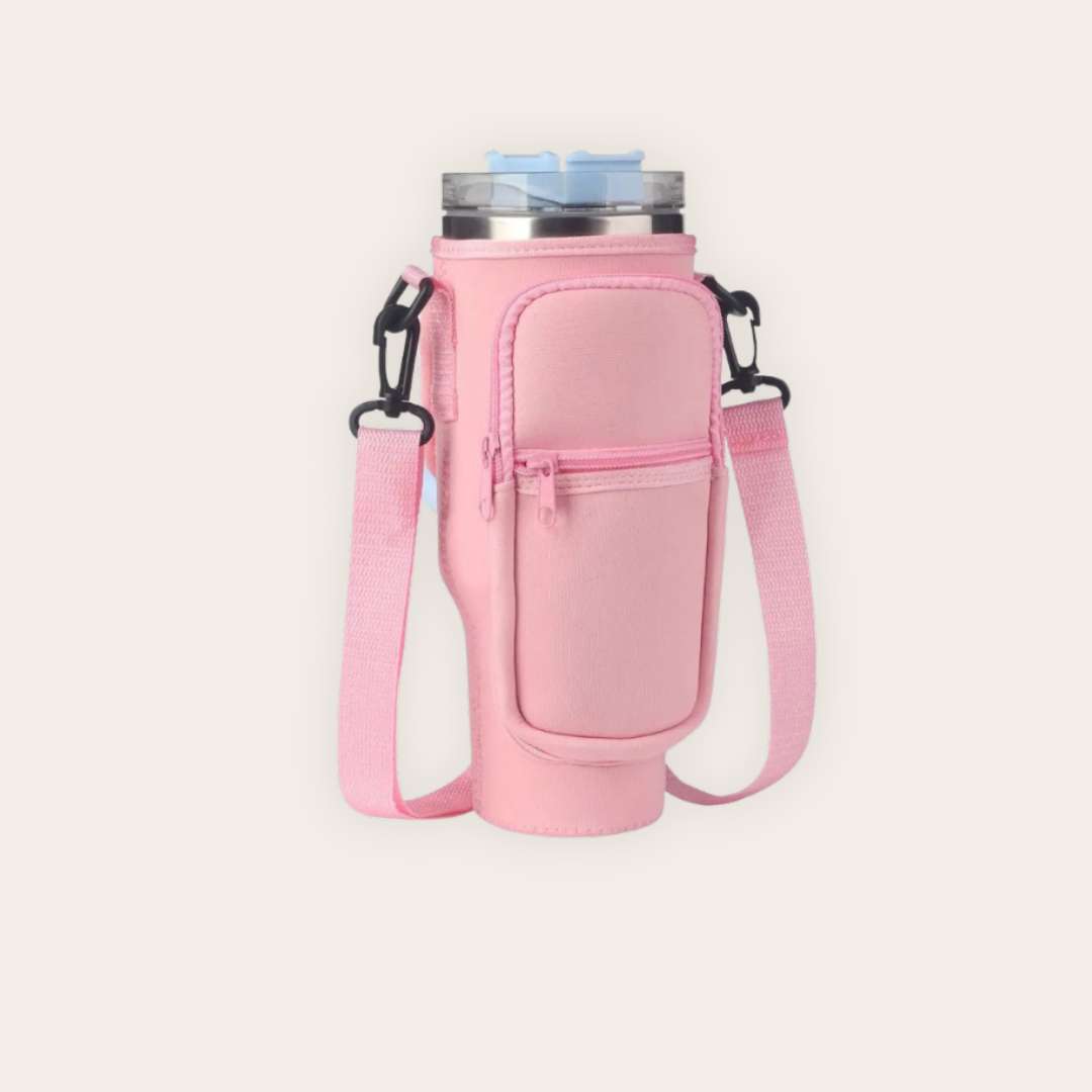 Bolsa Suporte para Copo de Água com Alça de Ombro Bolso e Zíper