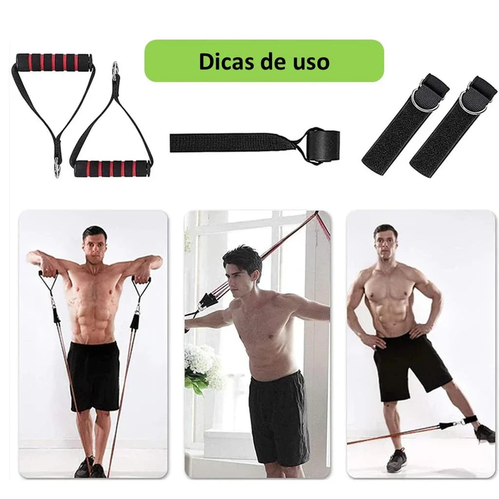 Kit Extensores Elásticos + Mini Bands - Kit Home Fit - Poucas Unidades