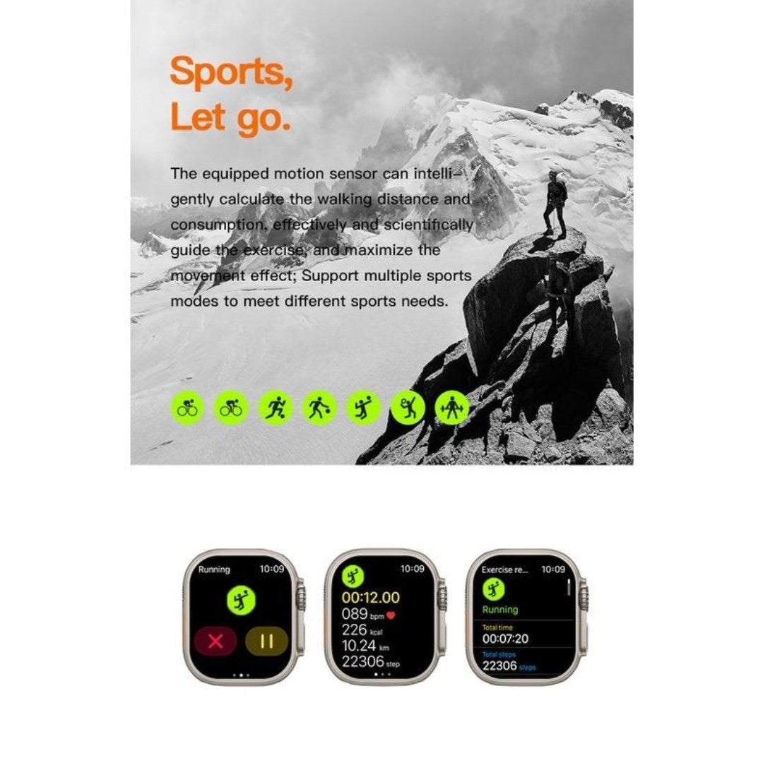 Smartwatch 9 Ultra – Tela 1.99” | Bluetooth Duplo, Monitoramento de Saúde e Múltiplas Funções | Android & iOS