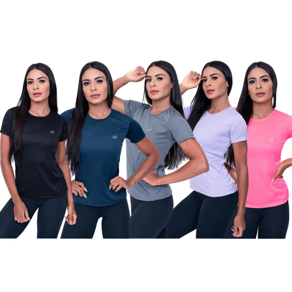 Kit com 5 Camisetas Femininas Dry Fit - Conforto e Estilo para Academia