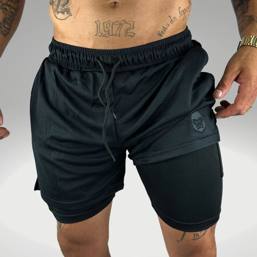 Kit 2 Shorts Kong 2 em 1 Para Academia – Máximo Conforto e Desempenho