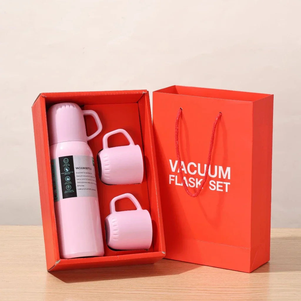 Kit Garrafa Térmica Vacuum Bottle Inox