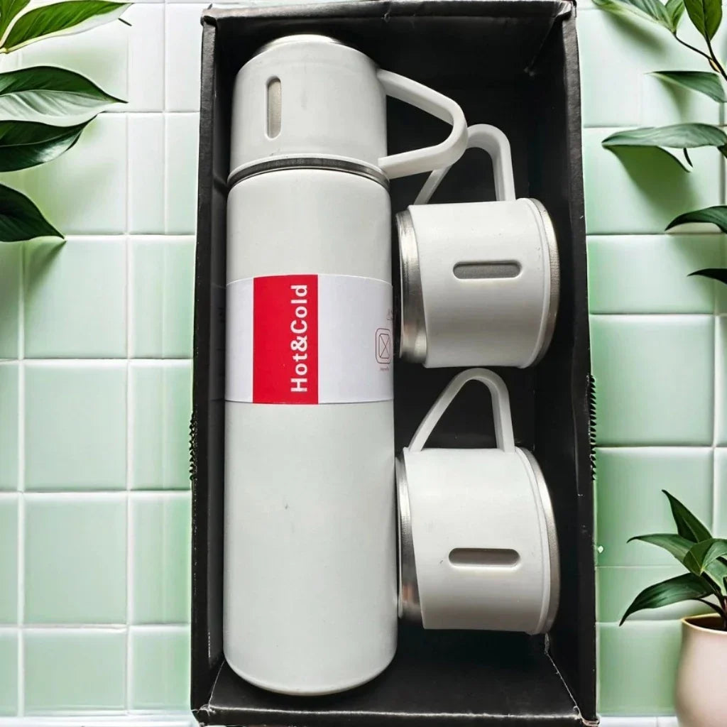 Kit Garrafa Térmica Vacuum Bottle Inox
