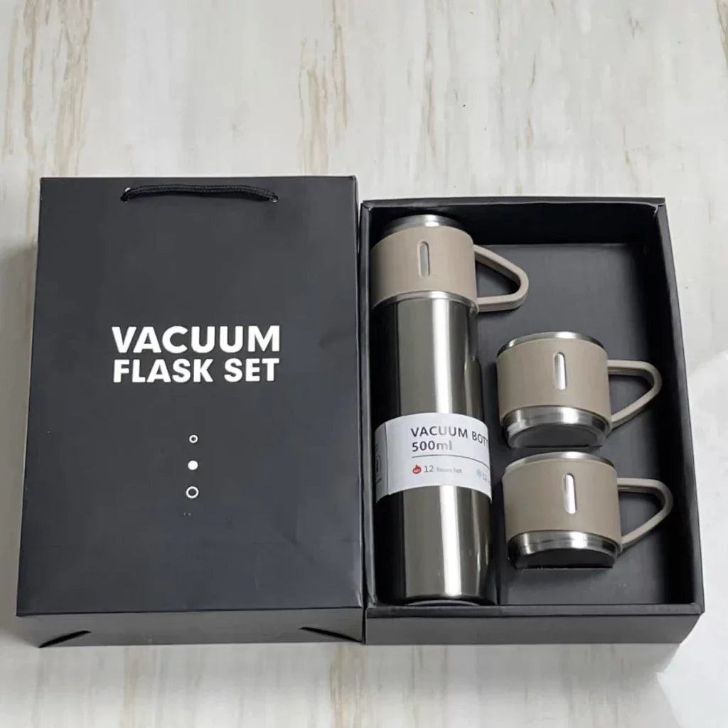 Kit Garrafa Térmica Vacuum Bottle Inox