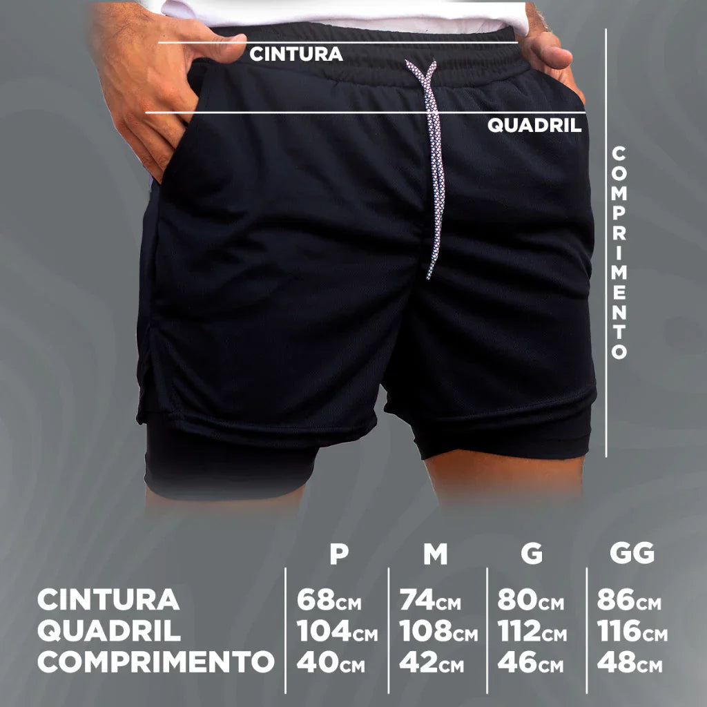 Short de Compressão 2 em 1 Dryfit Aranha Spider – Conforto e Desempenho para seus Treinos