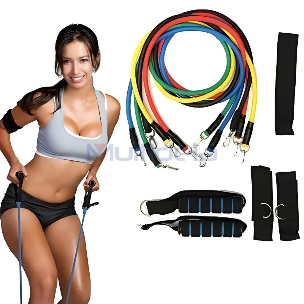 Kit Elástico Para Treino e Musculação em Casa