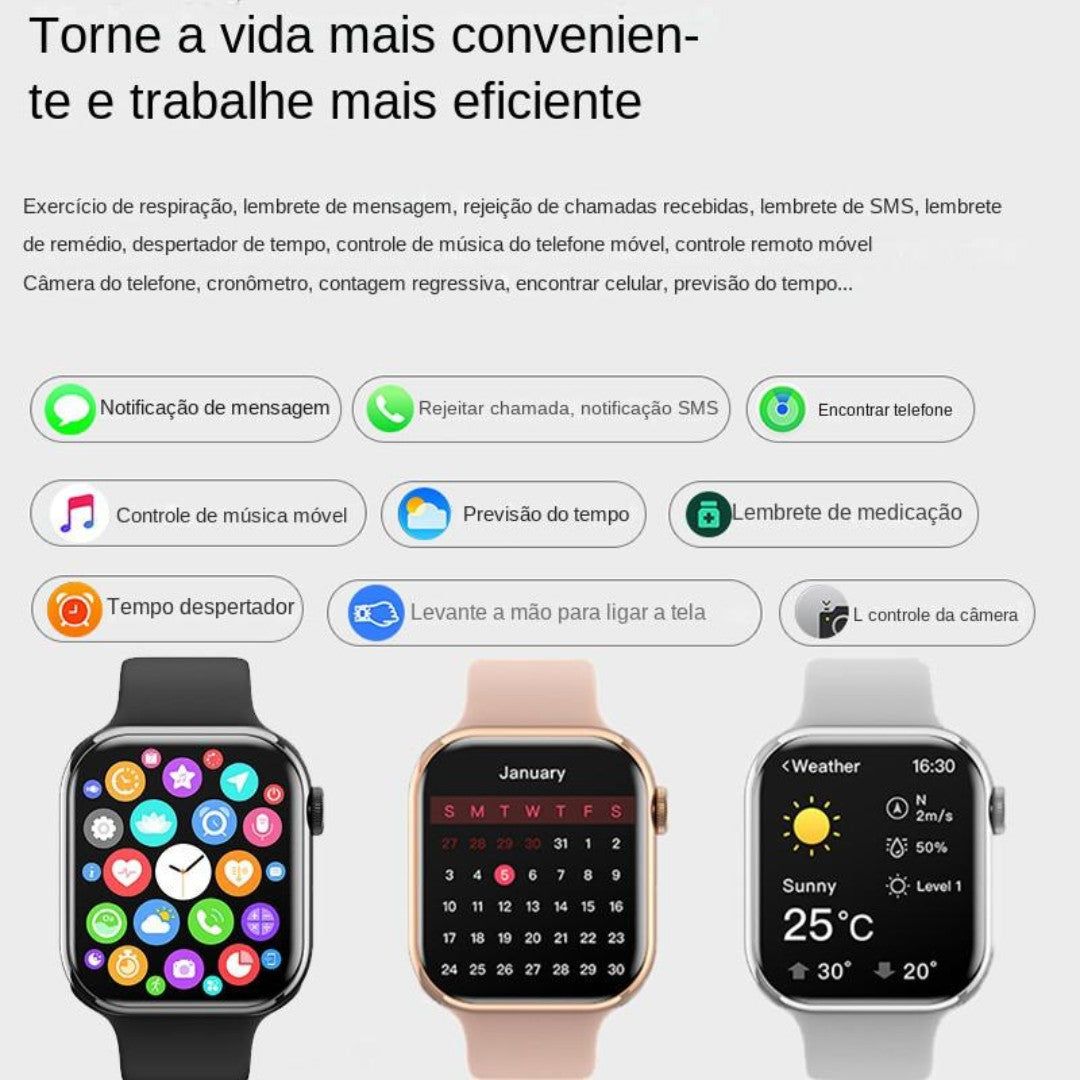 Smartwatch 9 Pro com Carregamento Sem Fio | Tela 2.05” HD, Bateria de Longa Duração, Versão Global – Android & iOS