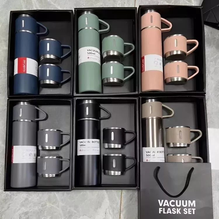 Kit Garrafa Térmica Vacuum Bottle Inox