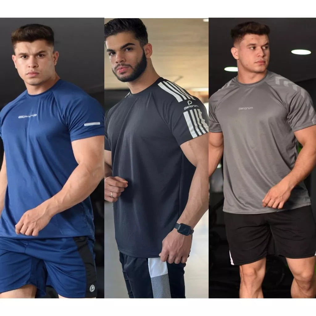 Kit 3 Camisa Camiseta Dry Fit Masculino Academia Esportes Cross Esportivas Raglan