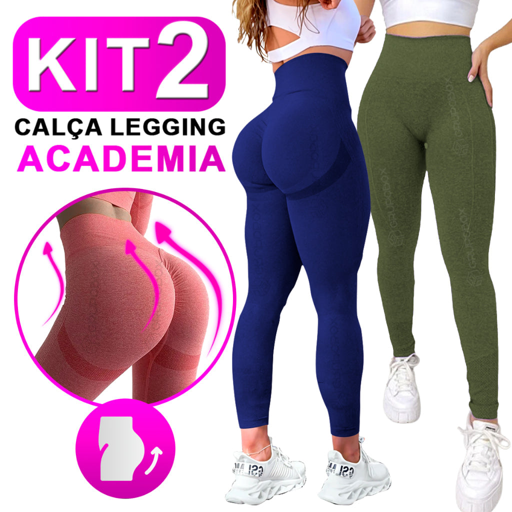 KIT com 2 Calça Legging Feminina Levanta Bumbum