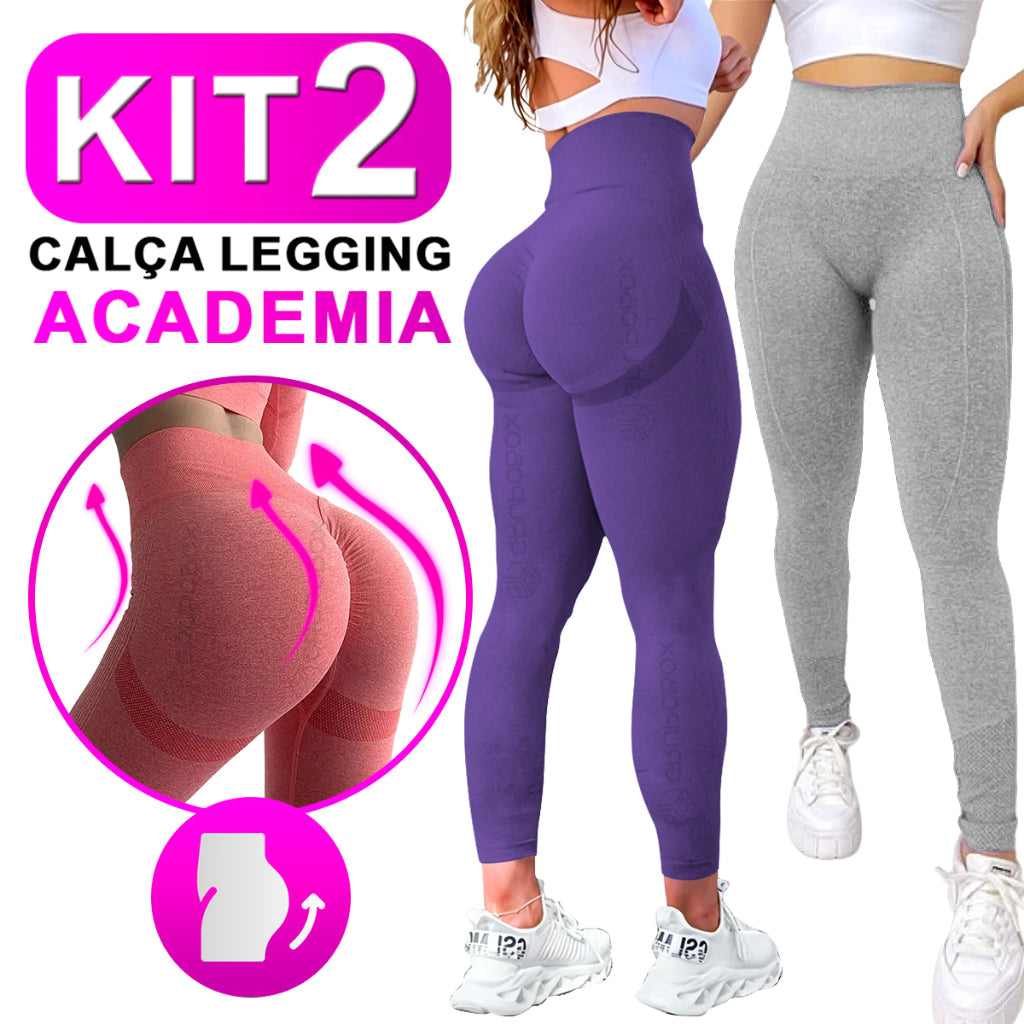 KIT com 2 Calça Legging Feminina Levanta Bumbum