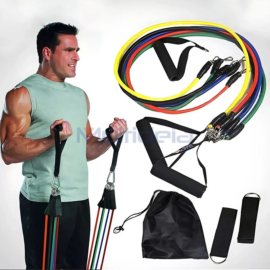 Kit Elástico Para Treino e Musculação em Casa